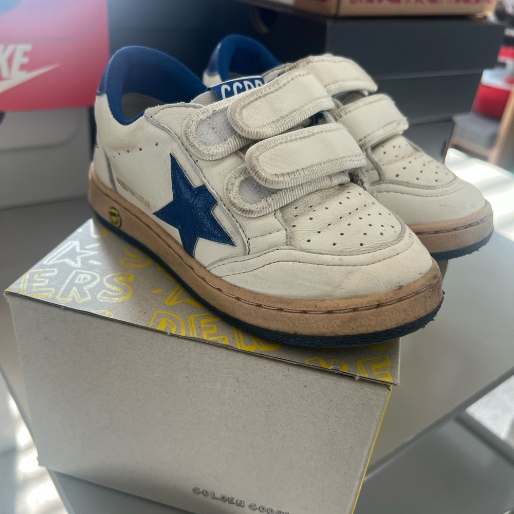 Golden Goose Baby White and Blue Sneakers